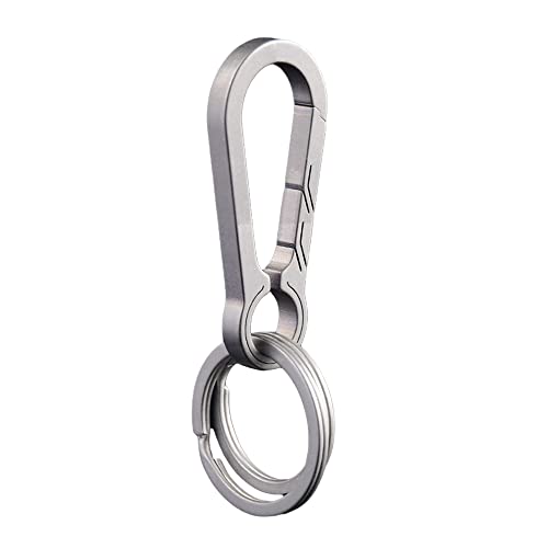 suiwoyou Titanium Key Chain with Stainless Steel Key Rings Carabiners Solid Keychain for Men and Women