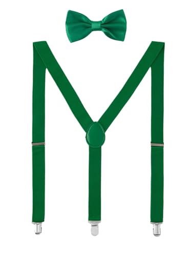 Image of habibee Suspenders and Bow Tie Set for Men, Adjustable Elastic Braces with Y-Back, Diverse Colors, Strong Clips