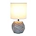Simple Designs LT2065-MBL Round Prism Mini Table Lamp with White Fabric Shade, Gray Marble