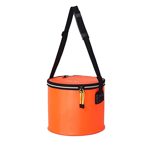 Cubo de pesca plegable naranja con correa ajustable para hombro de camping 2