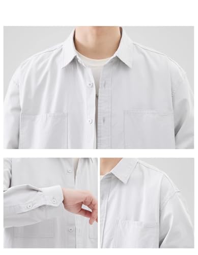 Men's Shirt Japanese Retro Long Sleeve Loose Casual Spring Summer Cotton Workwear Top4