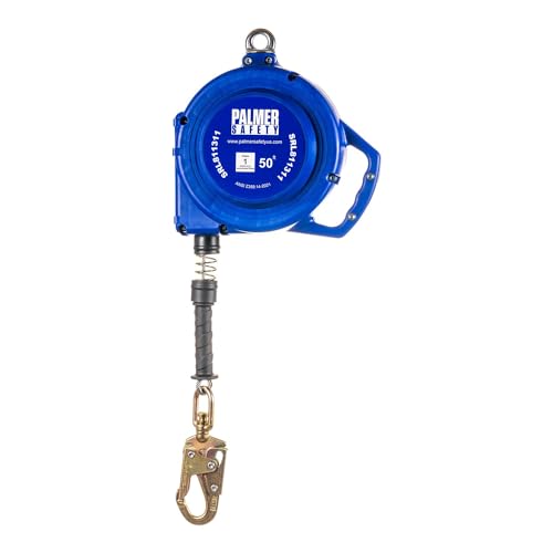 Palmer Safety SRD 50 FT. Self Retracting Lifeline I ANSI Z359.14-2021 Class 1 I SRL Device Swivel Top Galvanized Cable w/Small Steel Snap Hook I Fall Arrest Safety Yoyo
