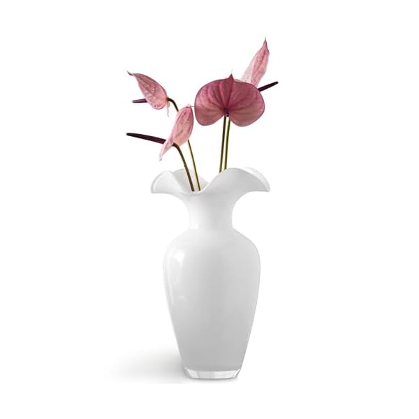 Barski glass vase white glass vase flair top 975 height vase for flower rose tulip made in europe  urban country home decor