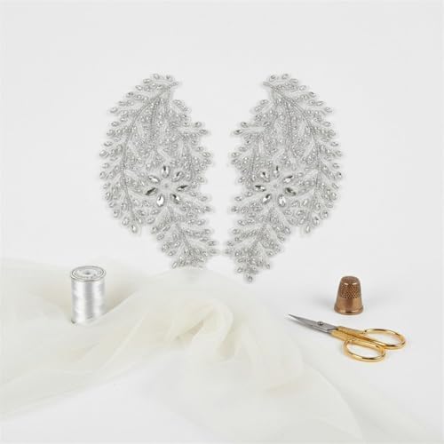 Aplique de encaje bordado con pedreria fina tridimensional para vestidos de novia 7