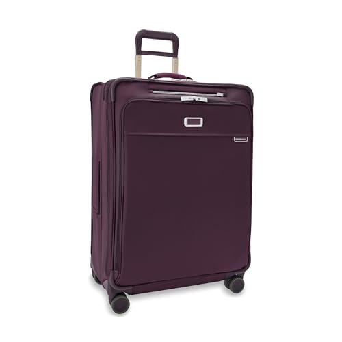 Image of Briggs & Riley 29 inch Large Expandable Spinner - Checked Luggage for Travel, Suitcases with Wheels, Softside Rolling Bag for Men & Women, Self-Repairing Zipper - Baseline Collection, Plum