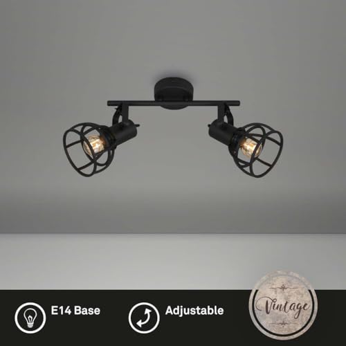 Plafonnier rétro orientable spot de plafond rustique noir - 3