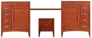 Metropolitan 97" Double Basin Vanity with 36" Adjustable Makeup Table Basin Shape: Oval, Basin Finish: Linen, Vanity Top Finish: Tiger Yellow