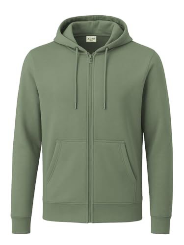 ADRO Men's Solid Cotton Zipper Hoodies (ZH22-M-PLN-PT_Green_M)
