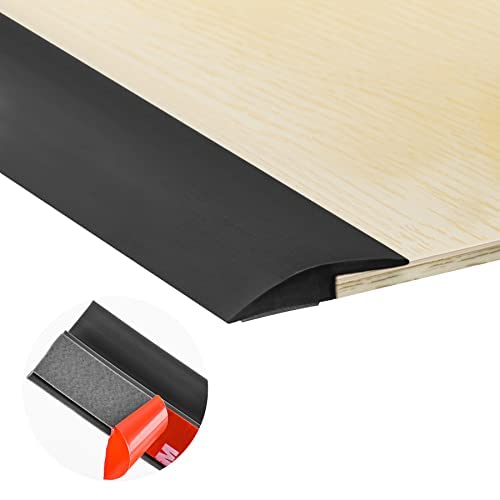 20Ft Carpet Floor Transition Strip, Self Adhesive Floor Edging Trim Strip, PVC Threshold Cover for Doorway, Floor Divider Strip Suitable for Threshold Transitions with a Height Less Than 5 mm - Black