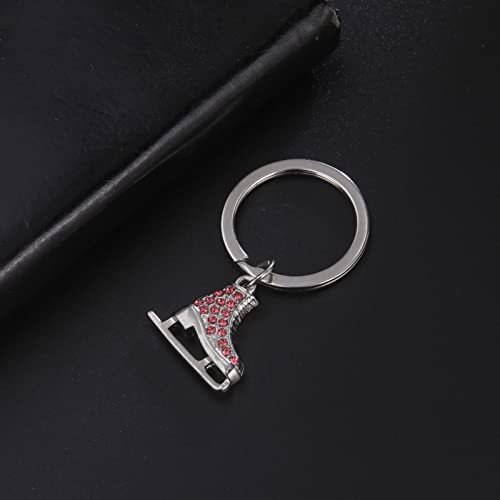 Foto von LIKGREAT Schlittschuh Schlüsselanhänger Eiskunstlauf Schlüsselanhänger Eislaufen Charm Schlüsselanhänger Winter Weihnachtsdekoration Geschenke für Frauen Mädchen (Lila)