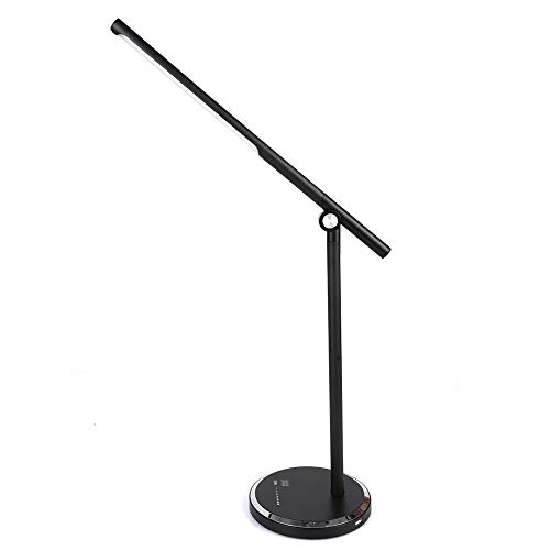 8KLANMMQ Lámpara de escritorio LED de 5 modos de color, 5 niveles regulables, control táctil, recargable por USB, protección de ojos con temporizador, lámpara de mesa LED