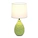 Simple Designs LT2003-GRN Textured Stucco Ceramic Oval Table Lamp with White Fabric Shade, Green