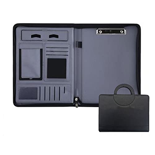 Porte-documents A4 en cuir noir dossier de conférence imperméable