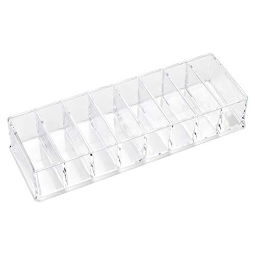 NA Acrylic Compact Holder, Makeup Organiser Tray for Storage Eyeshadow Powder Blush Highlight Nail Polish Lipstick Transparent, 8 Cells