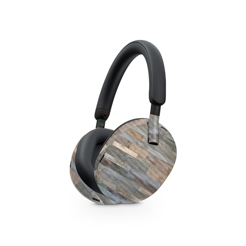 Image of MightySkins Carbon Fiber Skin Compatible with Sony WH-1000XM5 Headphones - Gray Wood | Protective, Durable Textured Carbon Fiber Finish | Easy to Apply, Remove, and Change Style
