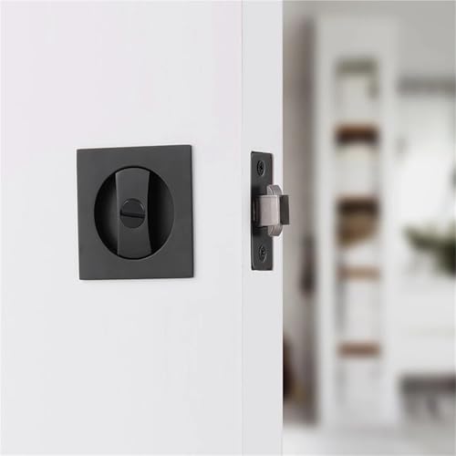Cerradura para puerta de bolsillo 2 piezas sin llave gancho cuadrado fácil instalación aleación de zinc para sala (plata cepillada, doble gancho) miniatura 2