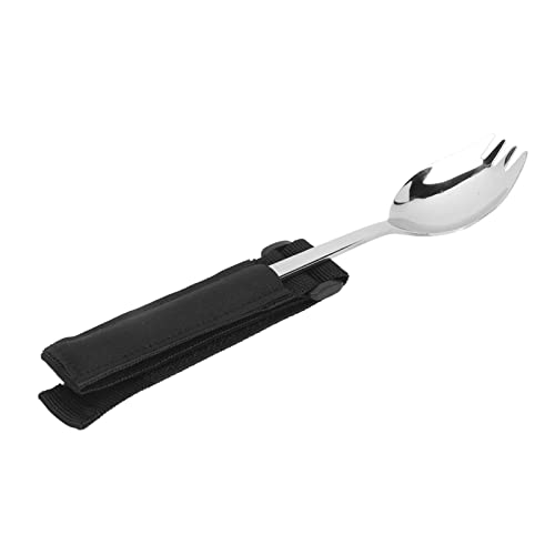 Adaptive Fork Spoon Prevent Slip Weighted Handle Stainless Steel Disabled Cutlery with Strap for Hand Tremors Arthritis