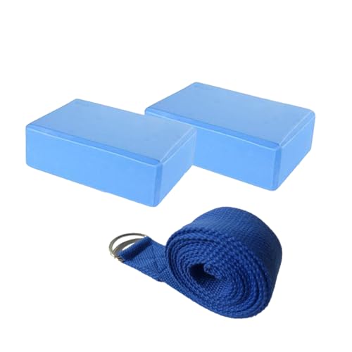 Blue Yoga Blocks 2-Pack with Strap