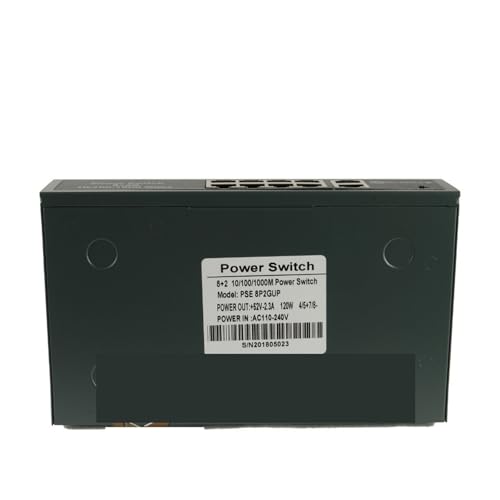 2 Gigabit 8 PoE Switch Injector 52V 2.3A 120W Ethernet 1000Mbps 250meter miniatura 2