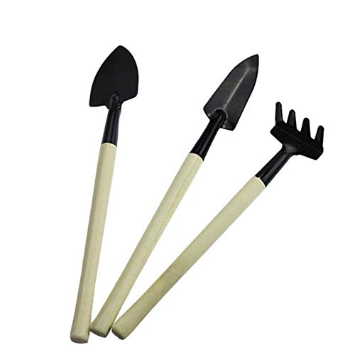 Teensery 6 Pcs Mini Wood Garden Tools Gardening Shovel Rake Palladium for Flowers Succulent Flowers Miniature Garden Tranplanting