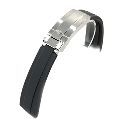 Bracelet de montre élégant en caoutchouc noir pour boîtier Submariner