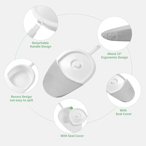 Portable Bedpan with Sealing Cover, Anti-Spill or Splash, Comfortable and Durable, Suitable for The Elderly, Women, Men, Bedridden Patients,Easy to Clean
