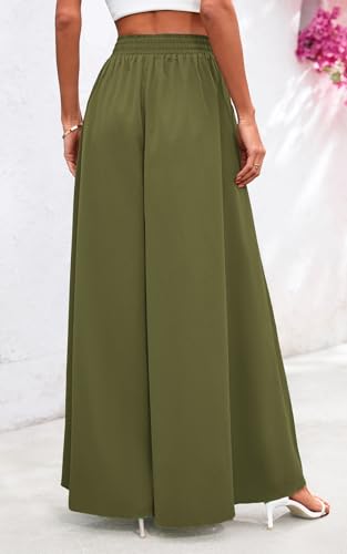 Flowy Pants for Women Summer Wide Leg Boho Beach Long Pants Lounge Palazzo Trouser with Pocket3