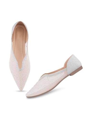 Image of JM LOOKS Stylish Emblellished & Rhinestone Bellies For Women & Girls | Fancy Ballet Flat Sandals |