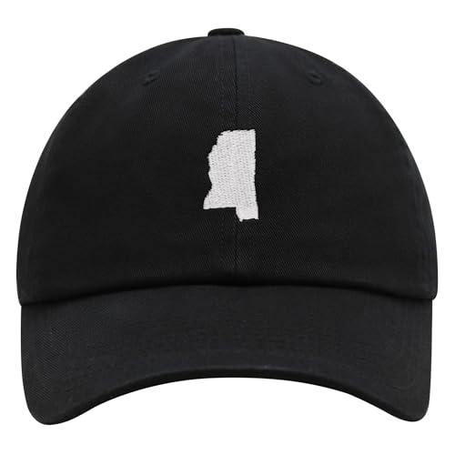 JPAK Mississippi State Map MS Premium Dad Hat Embroidered Cotton Baseball Cap Bulldogs Starkville Black