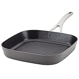 Anolon Allure Hard Anodized Nonstick Deep Square Griddle Pan/Grill, 11 Inch, Dark Gray