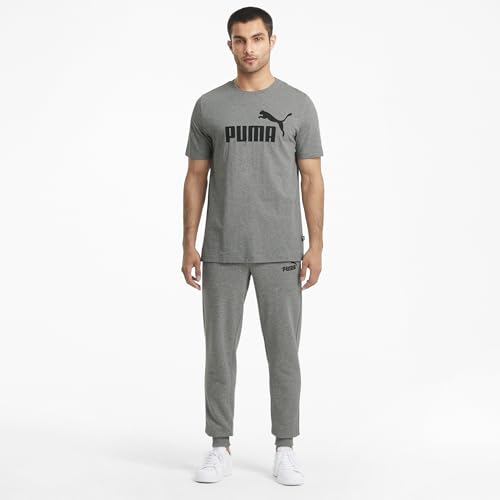 PUMA Herren Ess Logo Tee T shirt, Medium Gray Heather, M EU