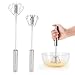 Easy Stainless Whisks, KSENDALO 2-Pack Egg Beater Whisk,This Hand Push Whisk Save Much Energy During Beating, Mixing, Stirring,12 &14 inch, Silver