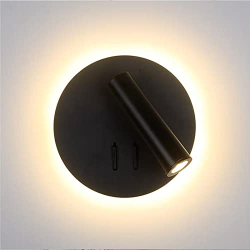 Image of Modern Wall Mount Light Focused Bed Bedside Reading Wall Lamp with Switch LED Wall Sconce Rotatable Headboard Lights Indoor Spotlight Adjustable for Living Room,Bedroom 3+7W 3000K Black