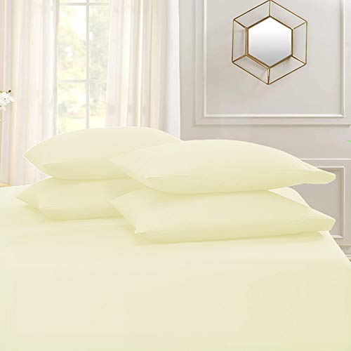Image of YRM Bedding's Ivory 600-TC Oraganic Cotton Flat Bedsheet King Size (102 inchx108 inch) with Pillow Covers (18 inchx28 inch)