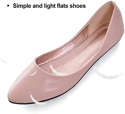 Hee grand Women's Slip on Foldable Soft Leather Ballet Flats,Pointy Toe Shallow Flats Shoes,Pink 9 | Image 4