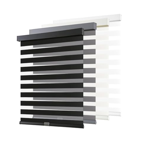 AOSKY Cordless Zebra Blinds for Indoor Windows, 34.5" W x 72" H, Black
