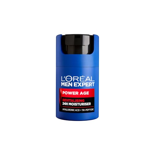 NEW LOréal Men Expert Power Age Moisturiser Hydrating & Revitalising Hyaluronic Acid Moisturiser for Men designed for Ageing Dry & Dull Skin 50ml
