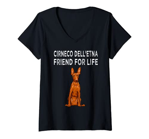 Womens Cirnechi dell’Etna Friend For Life Dog Friendship V-Neck T-Shirt, Black