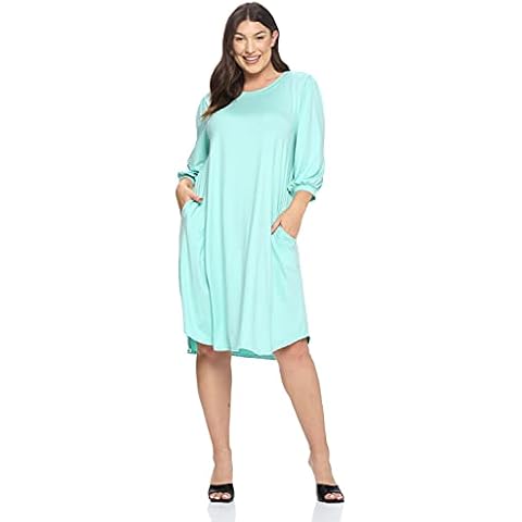 Pastel by Vivienne Women's Balloon Sleeve Midi Dress in Plus Size, Mint, XXX-Large Plus Cover