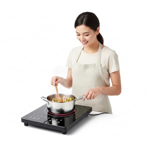 Image of Drumstone (𝐄𝐱𝐥𝐮𝐬𝐢𝐯𝐞 𝟐𝟎 𝐘𝐞𝐚𝐫𝐬 𝐰𝐚𝐫𝐫𝐚𝐧𝐭𝐲) Portable 2000W Induction Cooktop Electric Stove,Smart Cooking Menus, Timer Control, Fast Heating, Durable Glass Top for Home Kitchen Use