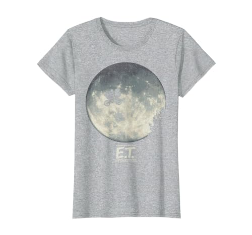 E.T. Infamous Flying Bike Scene Silhouette Logo T-Shirt, Women, Heather Grey, X-Small