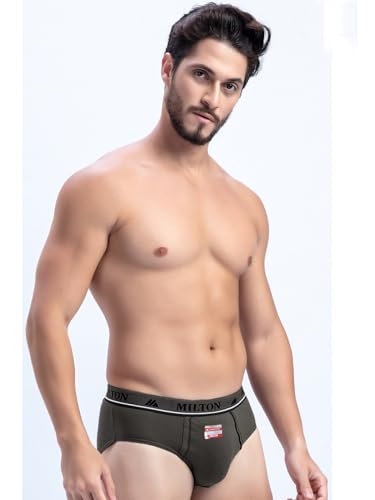 Image of Milton Mens Cotton Solid Outer Elastic Brief | Premium Soft Cotton Underwear | Breathable & Skin-Friendly Briefs with Comfort Fit Waistband | Pack of 1, Color May Vary as per Availability