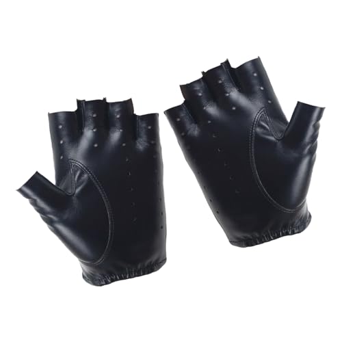 LXJLXD Guantes de conducción sin dedos de piel sintética para motocicleta, levantamiento de pesas, ciclismo, conductor, hombres, mujeres, adolescentes, medio dedo, conducción sin dedos