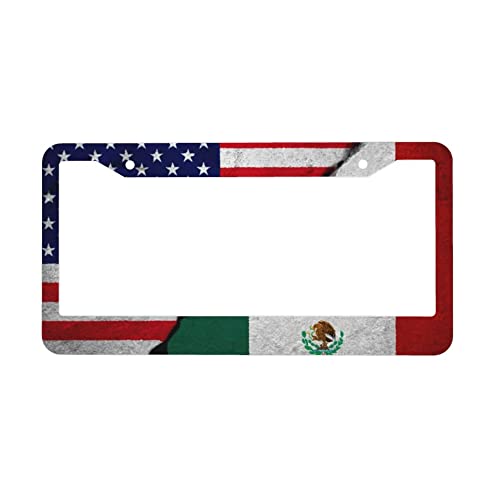 Retro American Mexican Flag License Plate Frame 1 Pcs Usa Mexico Flag Patriotic Style Aluminum License Plate Frame Cover Front Plates Frames Car Tag Frame Us Vehicles Standard For Women Men #TOP6