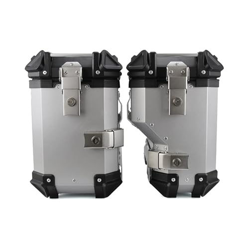 Yidelchon Valigia Laterale Per Moto Da 38 L, Baule Laterali Per Moto Impermeabili, Bauletto Per Moto In Alluminio, Baule Universale Per Scooter - Nero/Argento(Silver,450X366X227 MM)