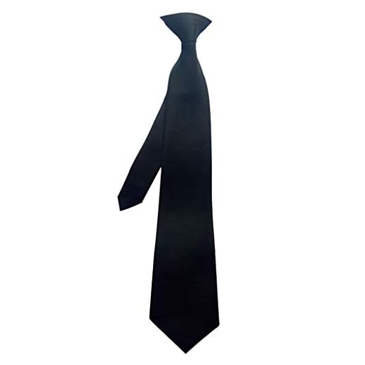 MYBOON 50 x 8 cm herruniform solid svart färg imitation silke clip-on förknutna slipsar för polis säkerhet bröllop begravning slips svart