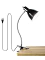 Desk lamp Eye-Caring Table Lamps, 360°Rotation Gooseneck Clip on Lamp Reading Light Portable Reading Book Light Clamp Study Desk Lamps for Bedroom and Office Home Lighting (Black)