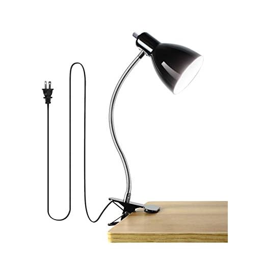 Desk lamp Eye-Caring Table Lamps, 360°Rotation Gooseneck Clip on Lamp Reading Light Portable Reading Book Light Clamp Study Desk Lamps for Bedroom and Office Home Lighting (Black)