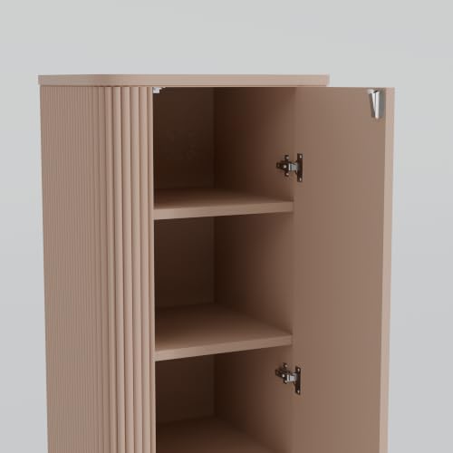 Image of HDHMR Wooden Wardrobe Almirah for Bedroom, 72 Inch | 1 Door Tall Storage Cabinet with 6 Shelves | Fluted Push-to-Open Cupboard | Closet Organizer for Clothes, Books & Home Essentials | Taupe Finish