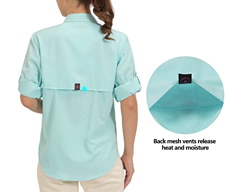 Little Donkey Andy Women's Upf 50 Uv Protection Shirt, Breathable Long Sleeve Fishing Hiking Shirts, Quick Dry Blue Tint M #TOP2
